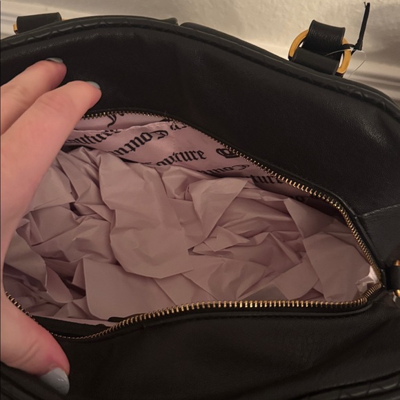 Juicy Couture Black Romance Satchel with Cream Bow - Picture 9 of 13